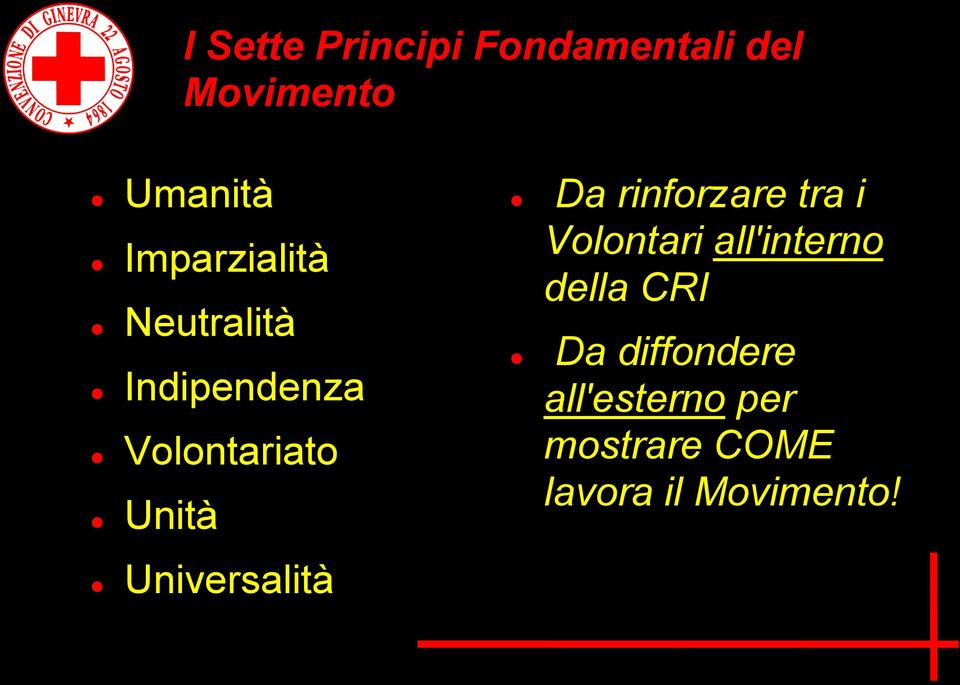 Universalità Da rinforzare tra i Volontari all'interno