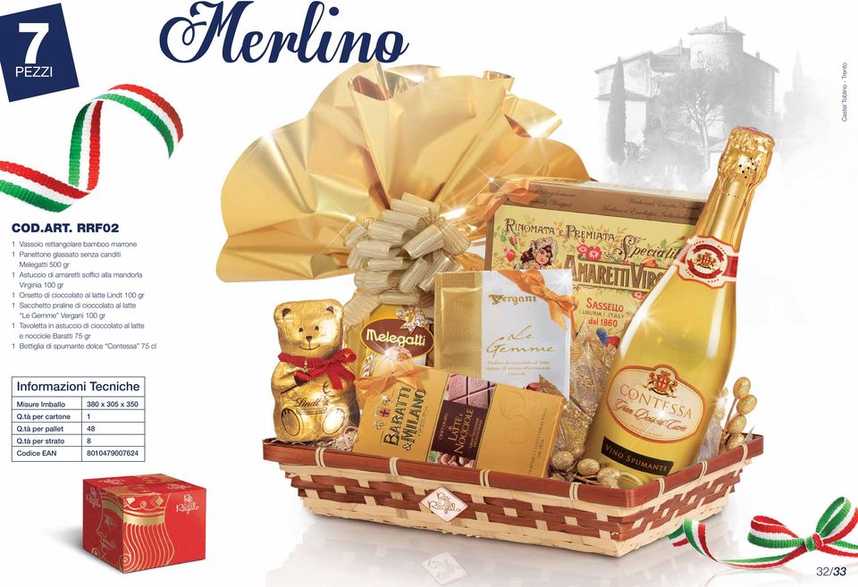 amaretti soffici alla mandorla Virginia 100 gr 1 Orsetto di cioccolato al latte Lindt 100 gr 1 Sacchetto praline di