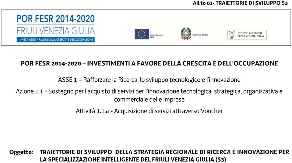 1 - Sostegno per l acquisto di servizi per l innovazione tecnologica, strategica, organizzativa e commerciale delle imprese