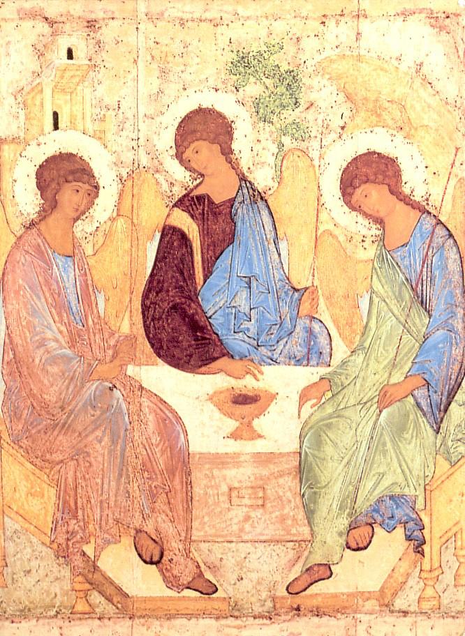 Eucaristia e mistero trinitario Nell icona di Rublev il centro è l altare dove si compie la liturgia eucaristica.