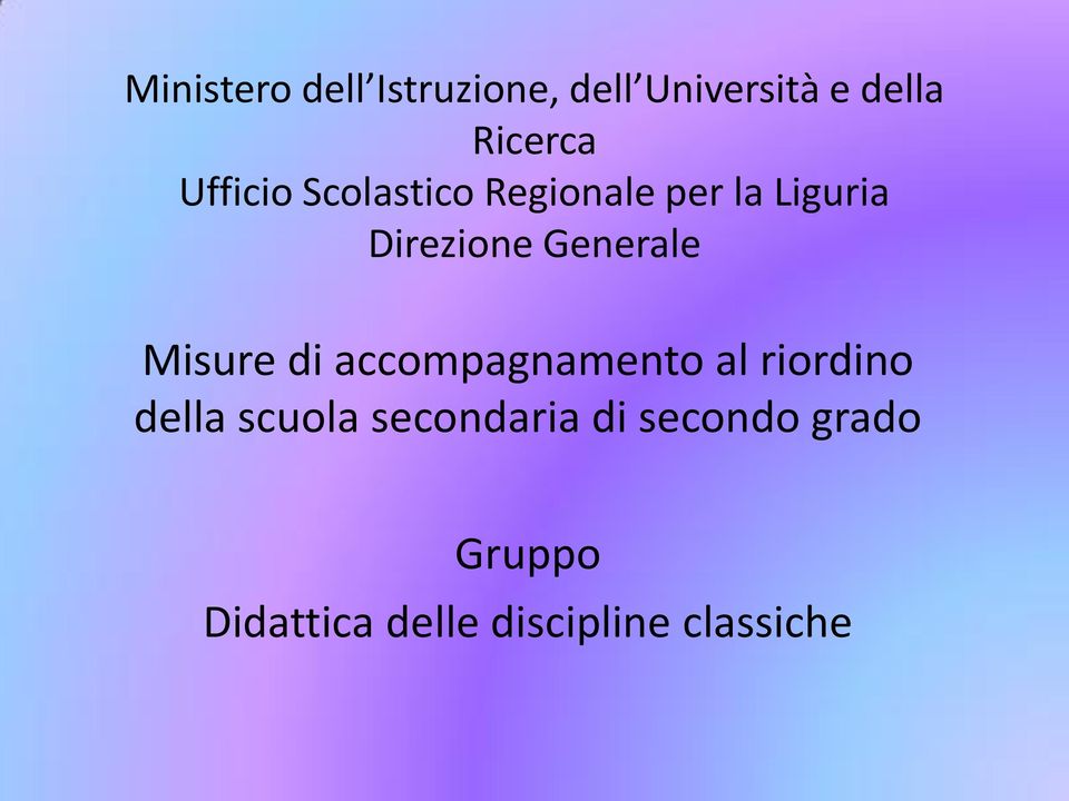 riordino della scuola secondaria di secondo