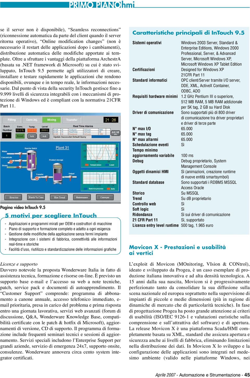 net framework di Microsoft) su cui è stato sviluppato, InTouch 9.