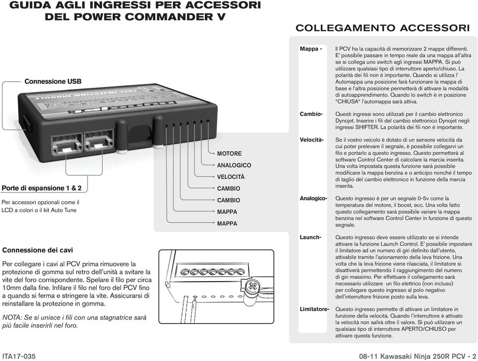 La polarità dei fili non è importante. Quando si utilizza l Automappa una posizione farà funzionare la mappa di base e l altra posizione permetterà di attivare la modalità di autoapprendimento.