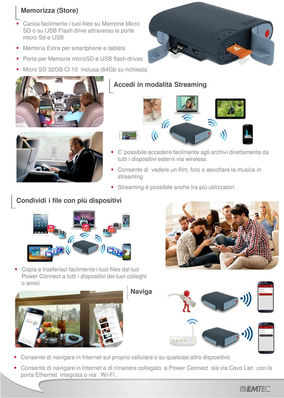 dispositivi esterni via wireless Consente di vedere un film, foto o ascoltare la musica in streaming Streaming è possibile anche tra più utilizzatori.
