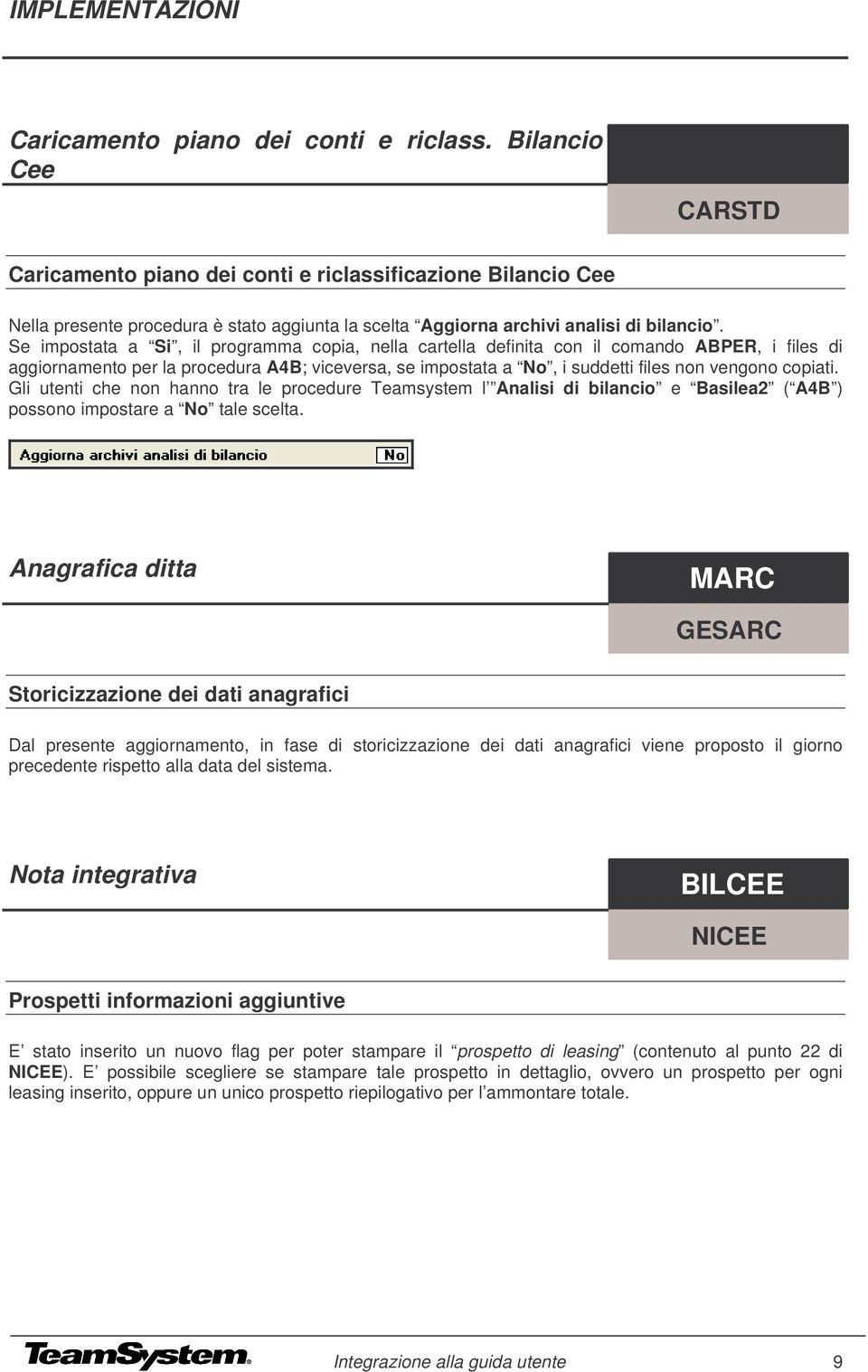 Se impstata a Si, il prgramma cpia, nella cartella definita cn il cmand ABPER, i files di aggirnament per la prcedura A4B; viceversa, se impstata a N, i suddetti files nn vengn cpiati.