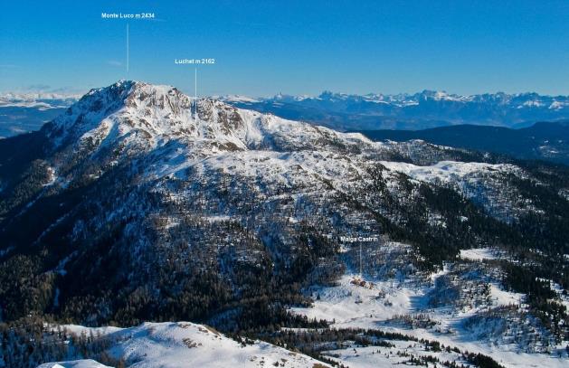 15 MARZO Monte Luchet m 2162 Escursione di sci alpino o ciaspole sulla cima più a est delle Maddalene Il Luchet è un panettone a sud ovest del ben più imponente Monte Luco m 2434 Accesso stradale: