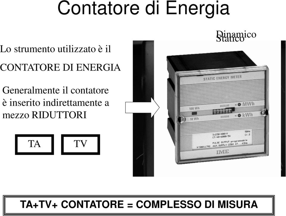 il contatore è inserito indirettamente a mezzo