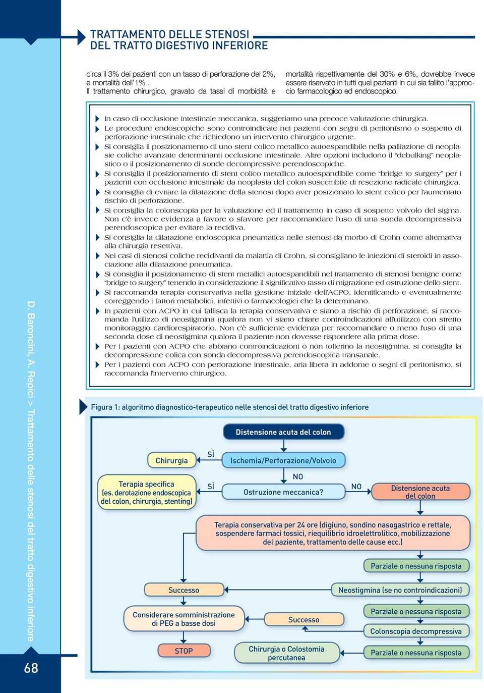 ed endoscopico. D. Baroncini, A. Repici > Trattamento delle stenosi del tratto digestivo inferiore 68 1 In caso di occlusione intestinale meccanica, suggeriamo una precoce valutazione chirurgica.