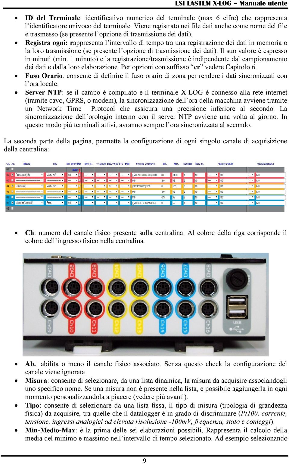 Registra ogni: rappresenta l intervallo di tempo tra una registrazione dei dati in memoria o la loro trasmissione (se presente l opzione di trasmissione dei dati).