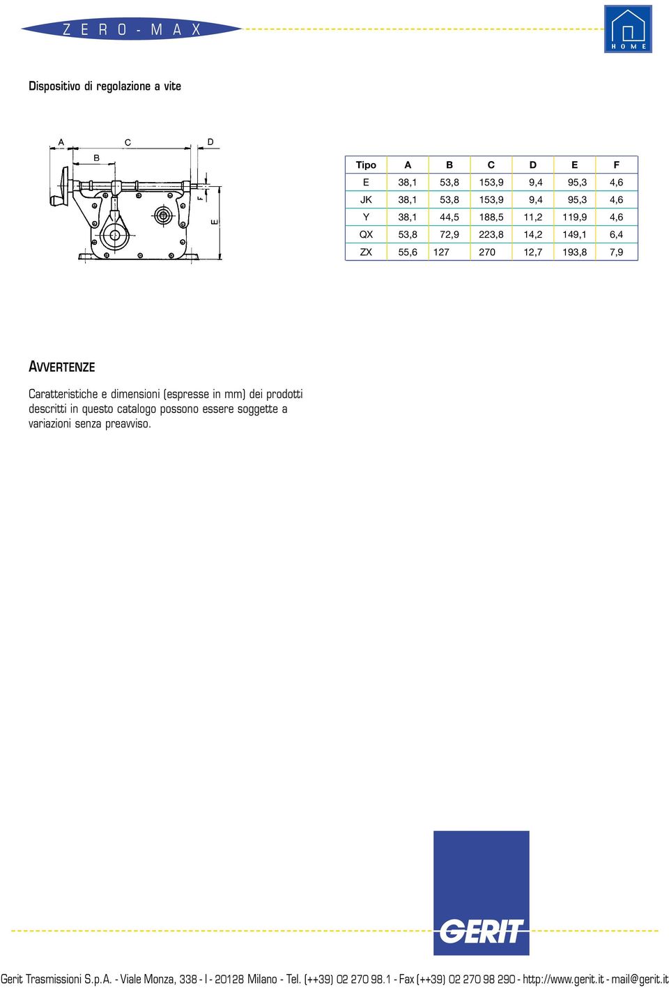 (espresse in mm) dei prodotti descritti in questo catalogo possono essere soggette a variazioni senza preavviso.