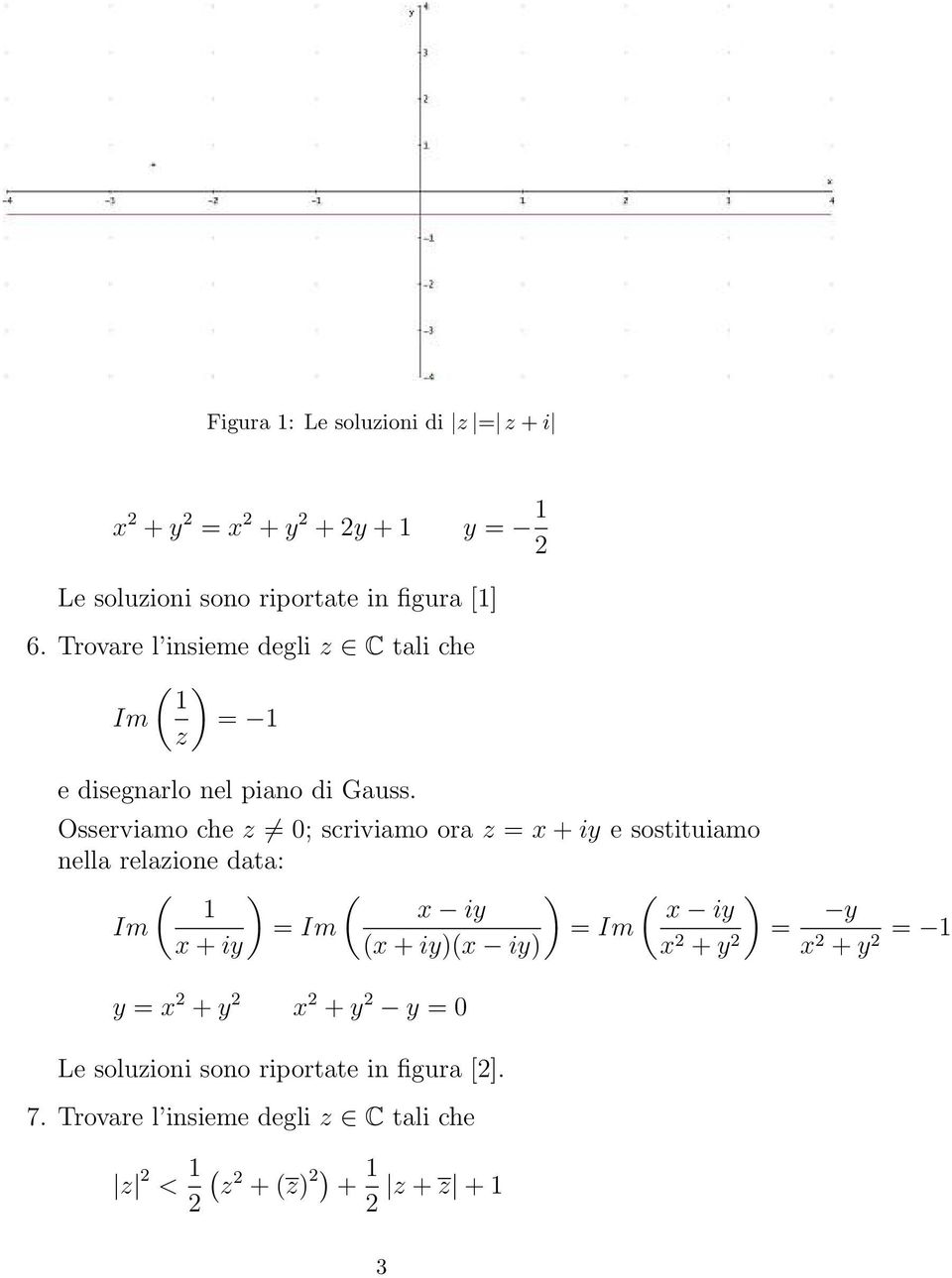 Osserviamo che z 0; scriviamo ora z x + iy e sostituiamo nella relazione data: ( ) ( ) ( ) 1 x iy x iy Im Im Im y x