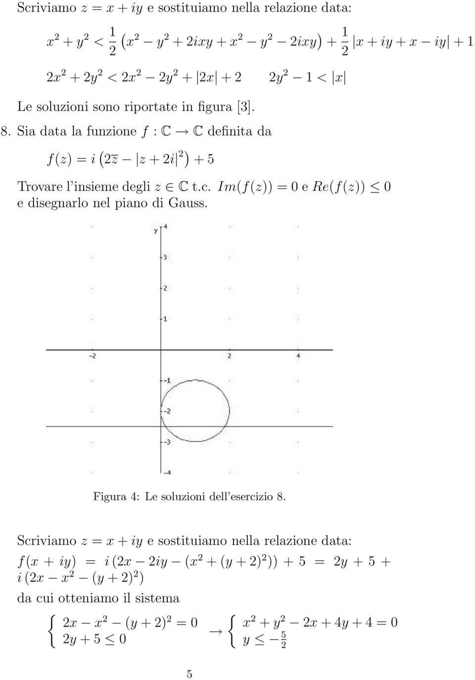 Im(f(z)) 0 e Re(f(z)) 0 e disegnarlo nel piano di Gauss. Figura 4: Le soluzioni dell esercizio 8.