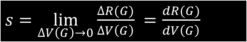 Una definizione più rigorosa della sensibilità è: Sia ΔV(G) una variazione della grandezza G a cui corrisponde una variazione ΔR(G) della risposta dello strumento.