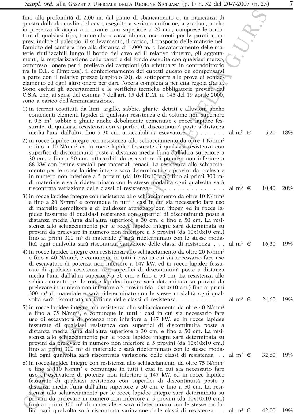 , comprese le armature di qualsiasi tipo, tranne che a cassa chiusa, occorrenti per le pareti, compresi inoltre il paleggio, il sollevamento, il carico, il trasporto delle materie nell ambito del