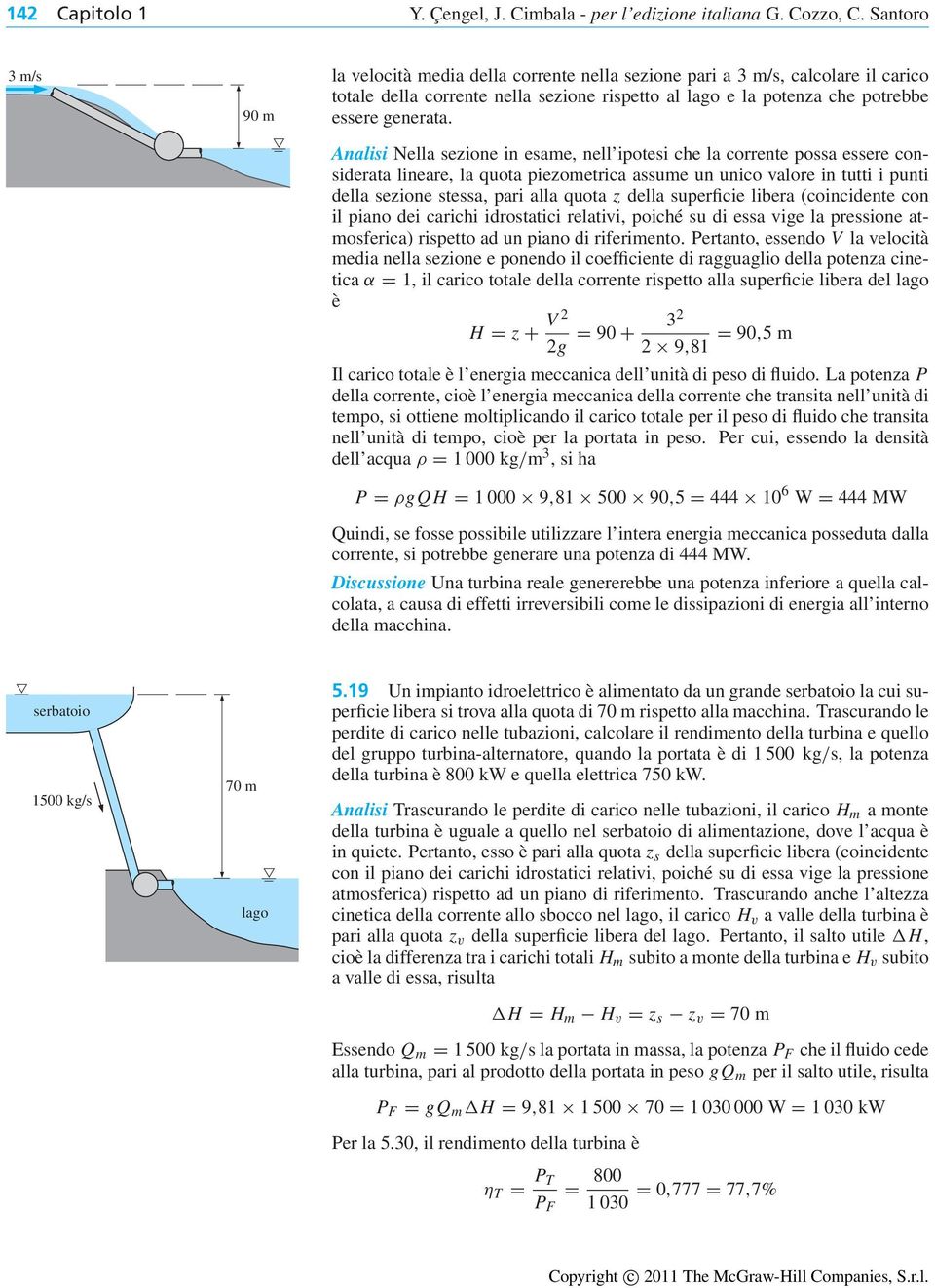 Analisi Nella sezione in esame, nell ipotesi che la corrente possa essere considerata lineare, la quota piezometrica assume un unico valore in tutti i punti della sezione stessa, pari alla quota z