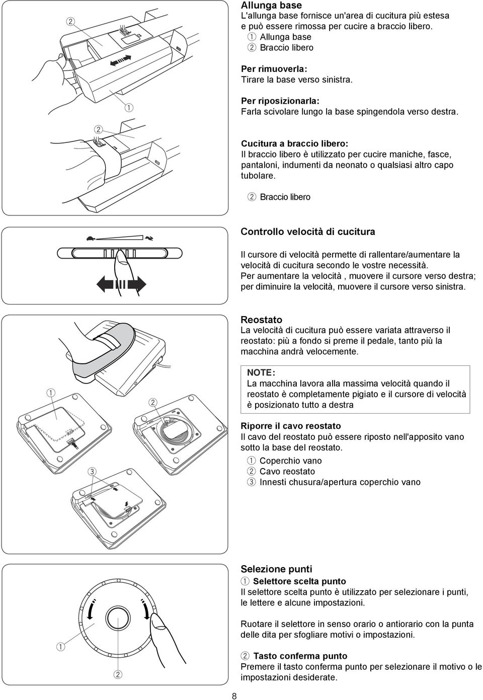 Baccio libo Contollo vlocità di cucitua Il cuso di vlocità pmtt di allnta/aumnta la vlocità di cucitua scondo l vost ncssità.