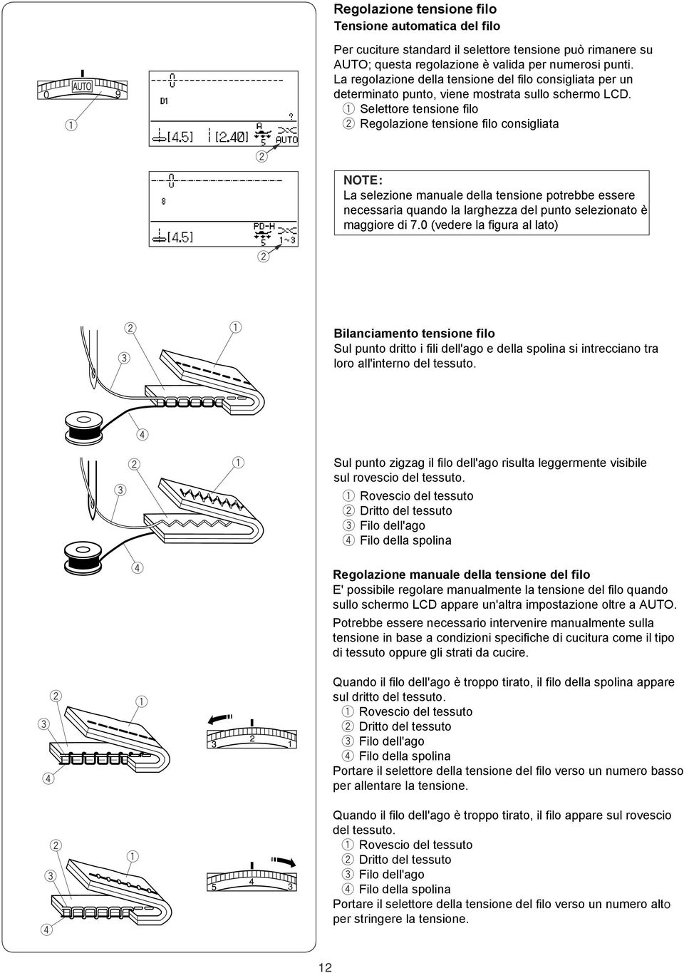 Sltto tnsion filo Rgolazion tnsion filo consigliata La slzion manual dlla tnsion potbb ss ncssaia uando la laghzza dl punto slzionato è maggio di 7.