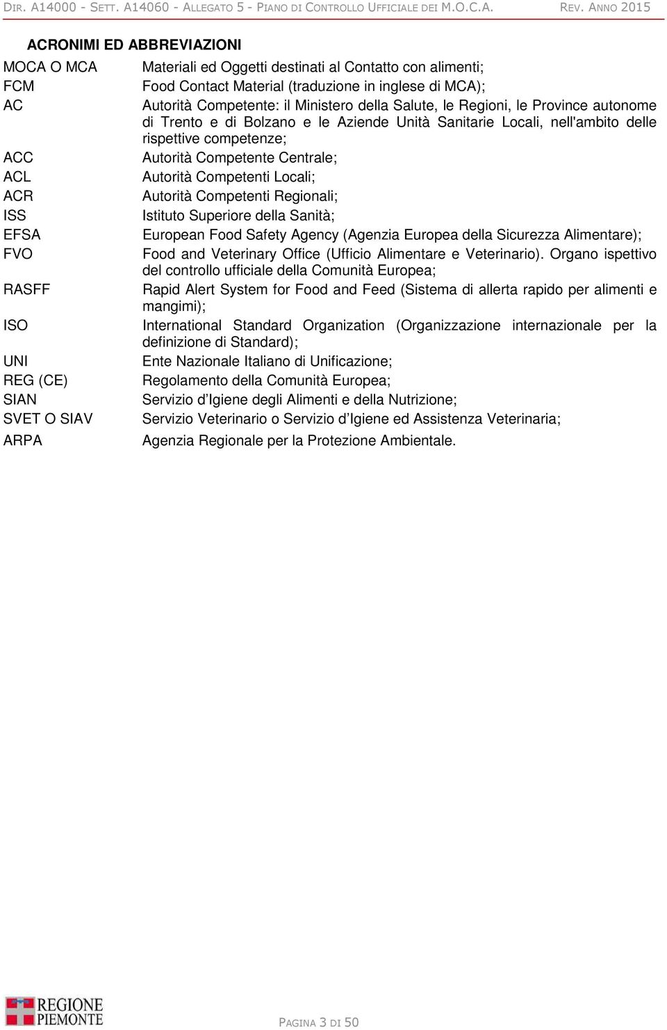 rispettive competenze; Autorità Competente Centrale; Autorità Competenti Locali; Autorità Competenti Regionali; Istituto Superiore della Sanità; European Food Safety Agency (Agenzia Europea della