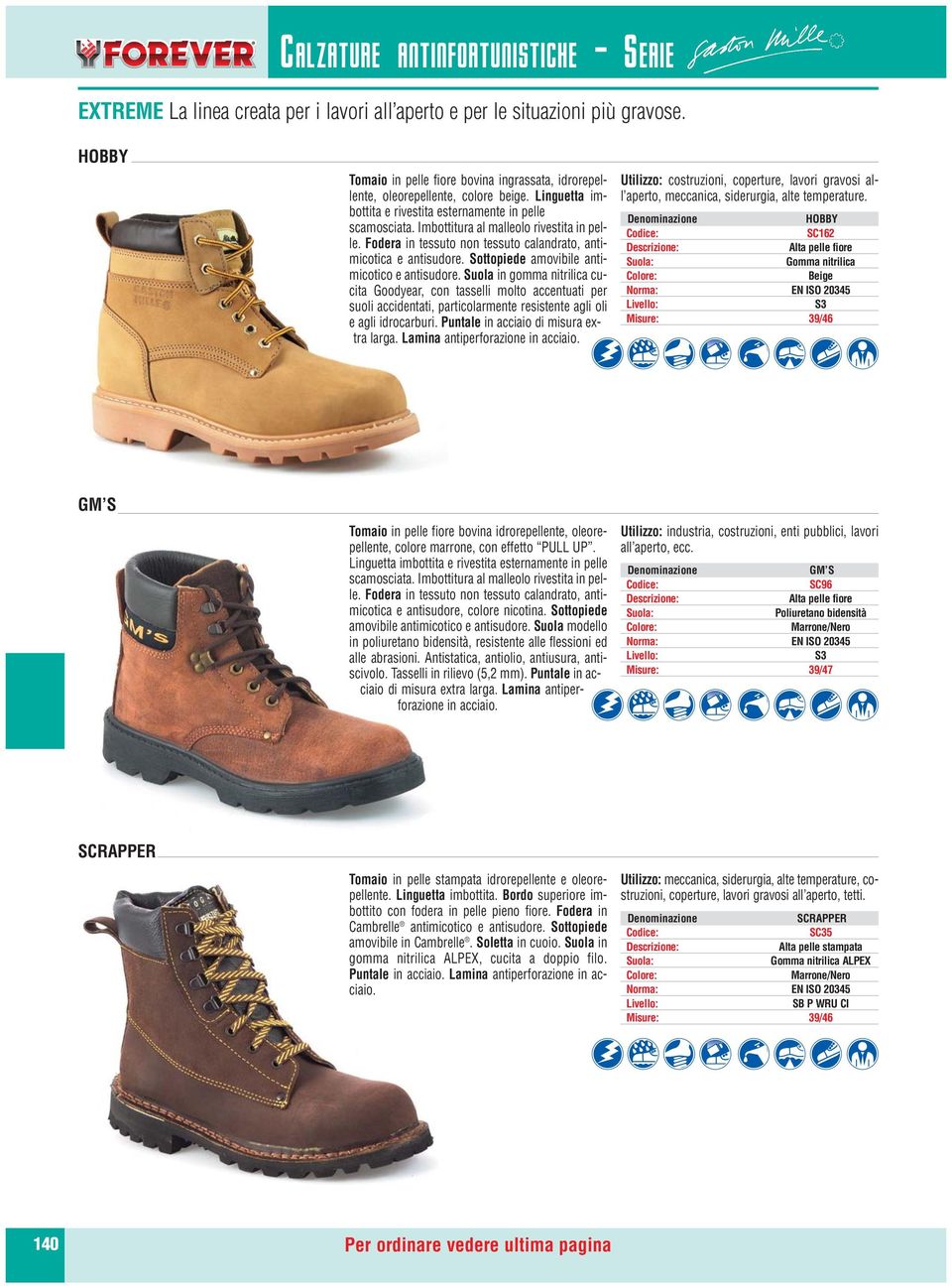 Sottopiede amovibile antimicotico e antisudore. Suola in gomma nitrilica cucita Goodyear, con tasselli molto accentuati per suoli accidentati, particolarmente resistente agli oli e agli idrocarburi.