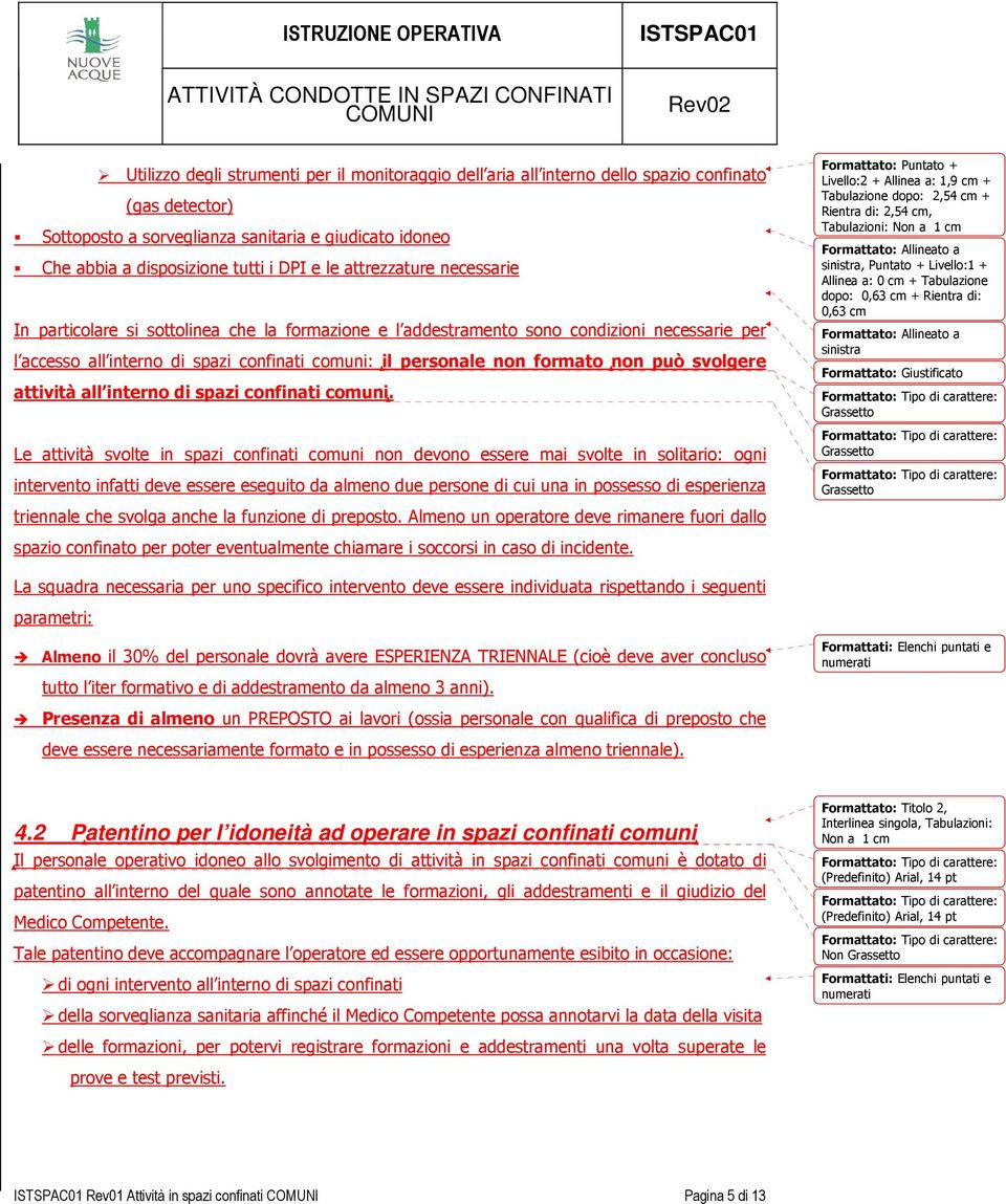 non può svolgere attività all interno di spazi confinati comuni.