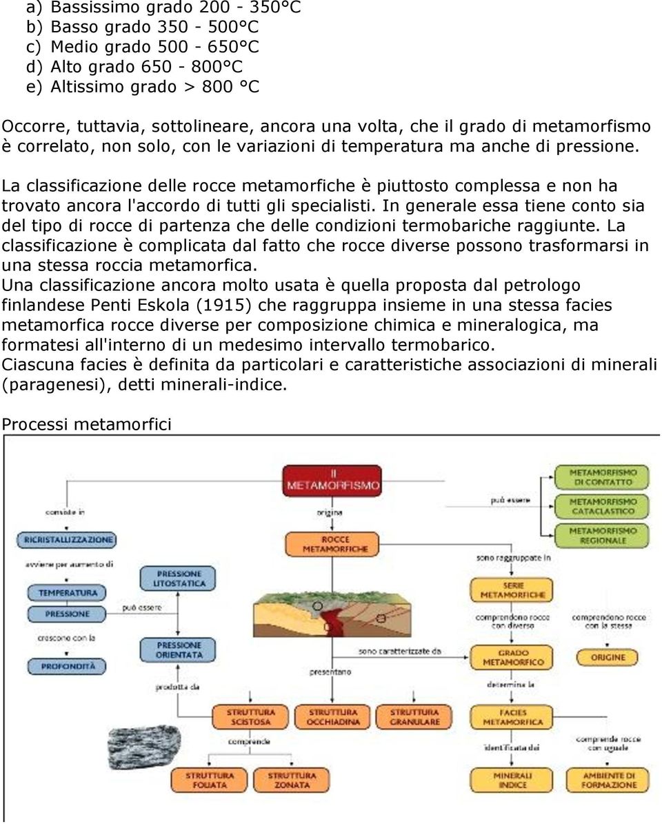 La classificazione delle rocce metamorfiche è piuttosto complessa e non ha trovato ancora l'accordo di tutti gli specialisti.