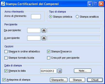 Stampa - Ritenute e Contributi dovuti e/o versati Figura 128 La stampa riepiloga i dati relativi alle Ritenute di acconto, ai contributi ed ai relativi versamenti effettuati dal sostituto d imposta.