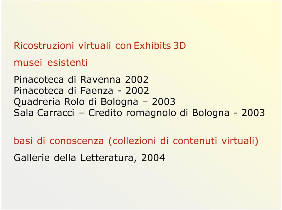 2003 Sala Carracci Credito romagnolo di Bologna - 2003 basi di