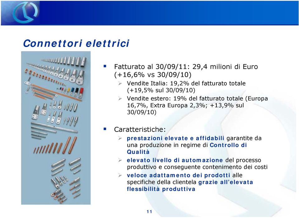 elevate e affidabili garantite da una produzione in regime di Controllo di Qualità elevato livello di automazione del processo produttivo e