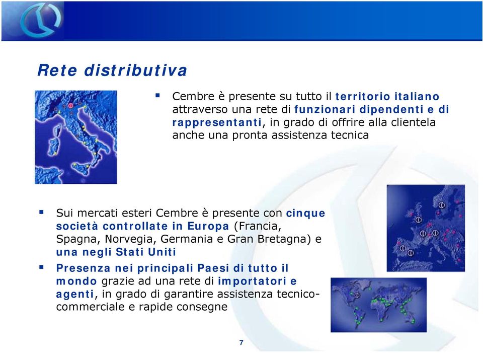 cinque società controllate in Europa (Francia, Spagna, Norvegia, Germania e Gran Bretagna) e una negli Stati Uniti Presenza nei