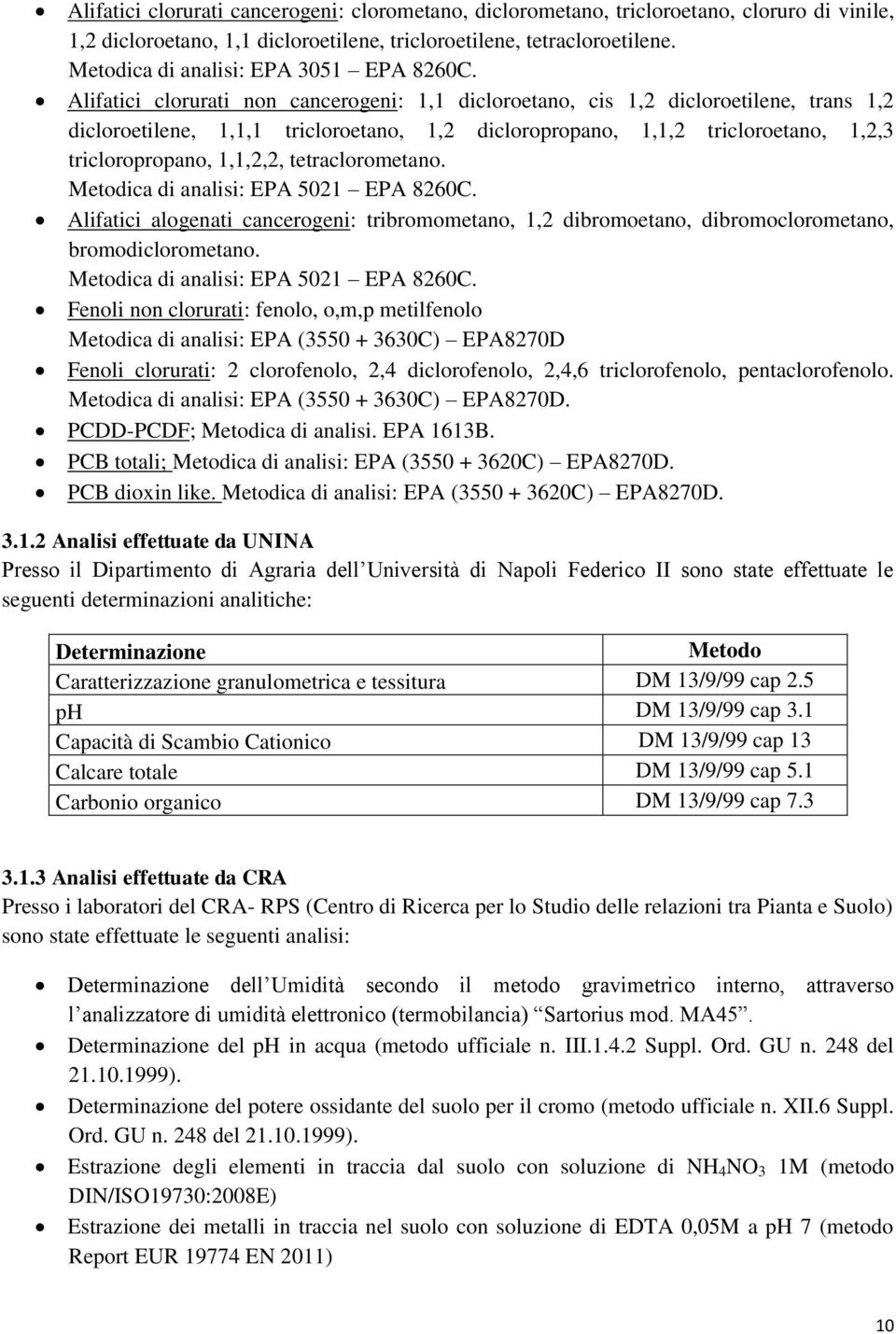 Alifatici clorurati non cancerogeni: 1,1 dicloroetano, cis 1,2 dicloroetilene, trans 1,2 dicloroetilene, 1,1,1 tricloroetano, 1,2 dicloropropano, 1,1,2 tricloroetano, 1,2,3 tricloropropano, 1,1,2,2,