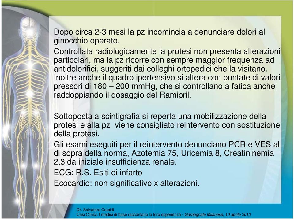 Inoltre anche il quadro ipertensivo si altera con puntate di valori pressori di 180 200 mmhg, che si controllano a fatica anche raddoppiando il dosaggio del Ramipril.