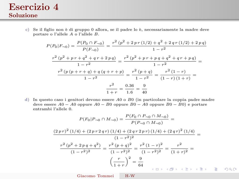 r + q) + q (q + r + p) 1 r 2 = r 2 (p + q) 1 r 2 = r 2 (1 r) (1 r) (1 + r) = r 2 1 + r = 0.36 1.