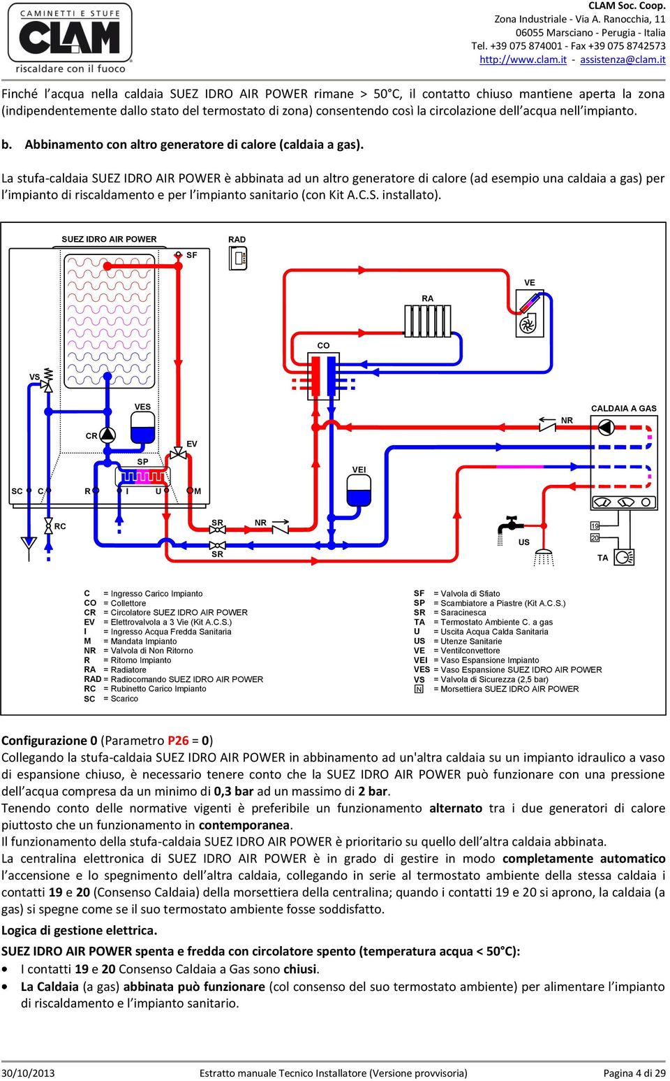 La stufa-caldaia SUEZ IDRO AIR POWER è abbinata ad un altro generatore di calore (ad esempio una caldaia a gas) per l impianto di riscaldamento e per l impianto sanitario (con Kit A.C.S. installato).