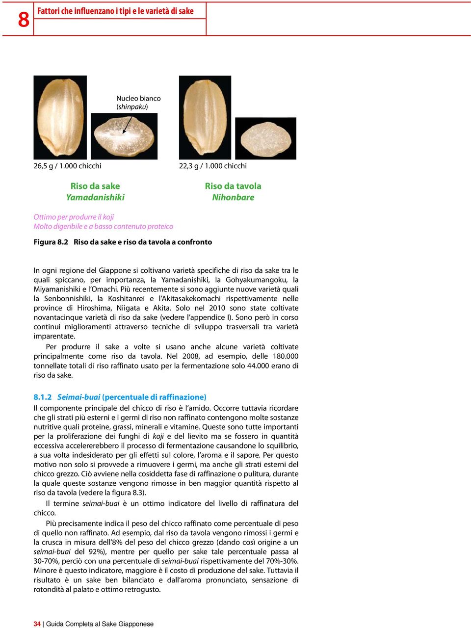 2 Riso da sake e riso da tavola a confronto In ogni regione del Giappone si coltivano varietà specifiche di riso da sake tra le quali spiccano, per importanza, la Yamadanishiki, la Gohyakumangoku, la