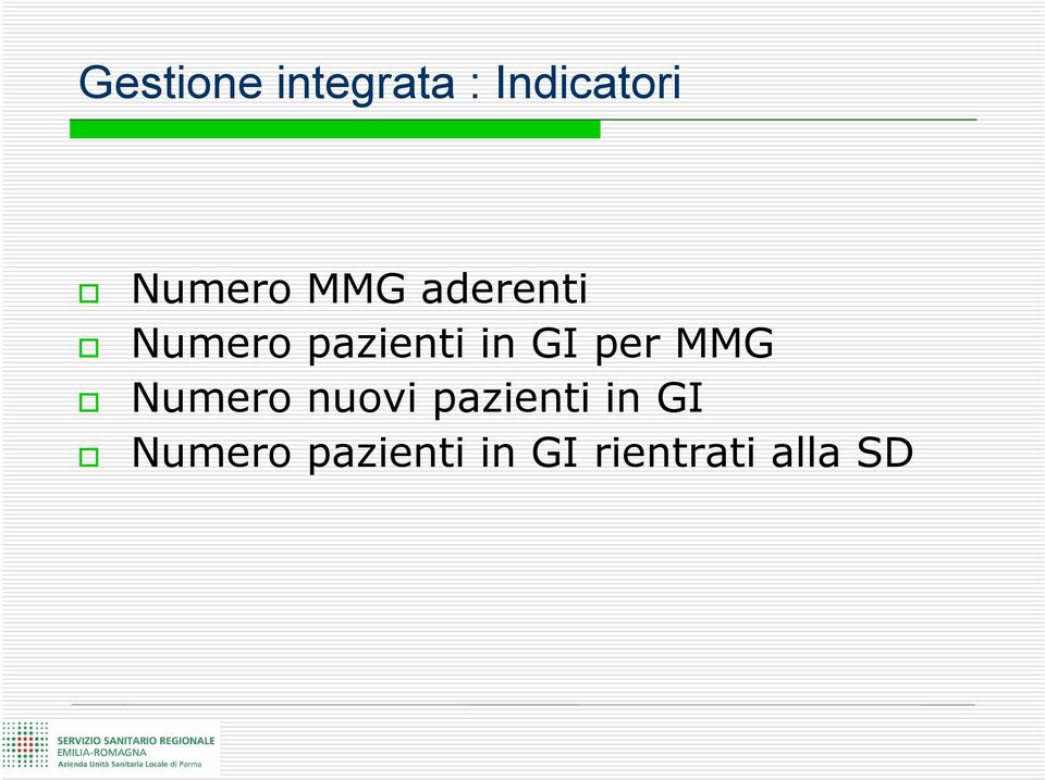 in GI per MMG Numero nuovi pazienti