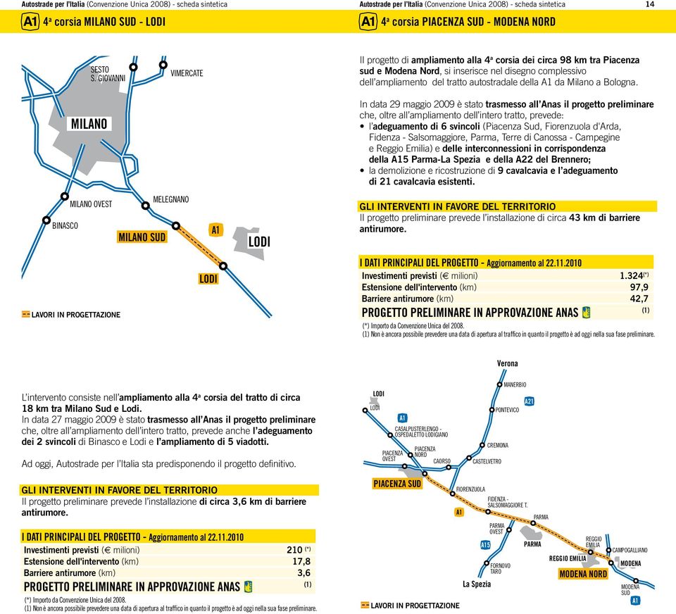 GIOVANNI MILANO VIMERCATE Il progetto di ampliamento alla 4 a corsia dei circa 98 km tra Piacenza sud e Modena Nord, si inserisce nel disegno complessivo dell ampliamento del tratto autostradale