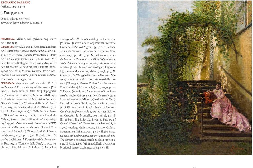 42; 2011, Milano, Galleria Bottegantica, Leonardo Bazzaro e i Grandi Maestri del Naturalismo lombardo (1870-1900), s.n.; 2012, Milano, Galleria d Arte Ambrosiana, La donna nella pittura italiana dell 800.