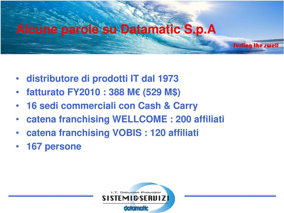 A distributore di prodotti IT dal 1973 fatturato FY2010 :