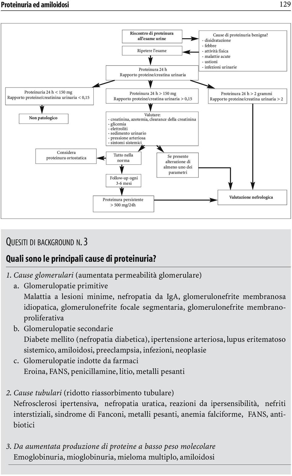 proteine/creatina urinaria > 0,15 Proteinura 24 h > 2 grammi Rapporto proteine/creatina urinaria > 2 Non patologico Valutare: - creatinina, azotemia, clearance della creatinina - glicemia -