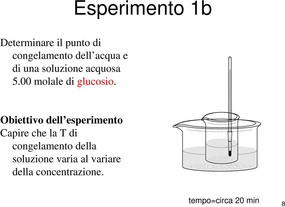 Obiettivo dell esperimento Capire che la T di congelamento