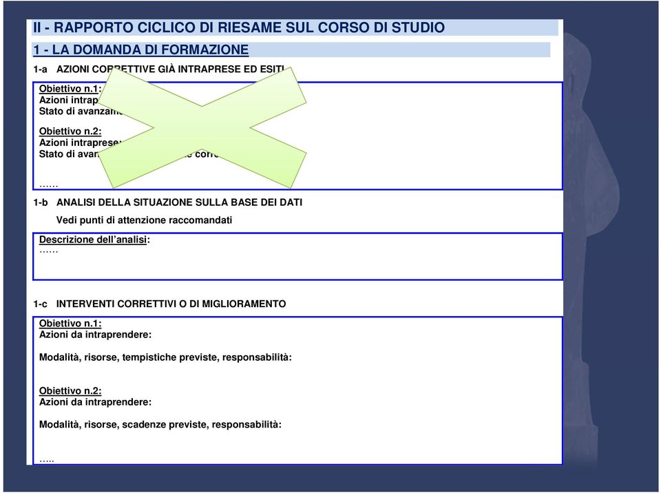 2: Azioni intraprese: Stato di avanzamento dell azione correttiva: 1-b ANALISI DELLA SITUAZIONE SULLA BASE DEI DATI Vedi punti di attenzione raccomandati