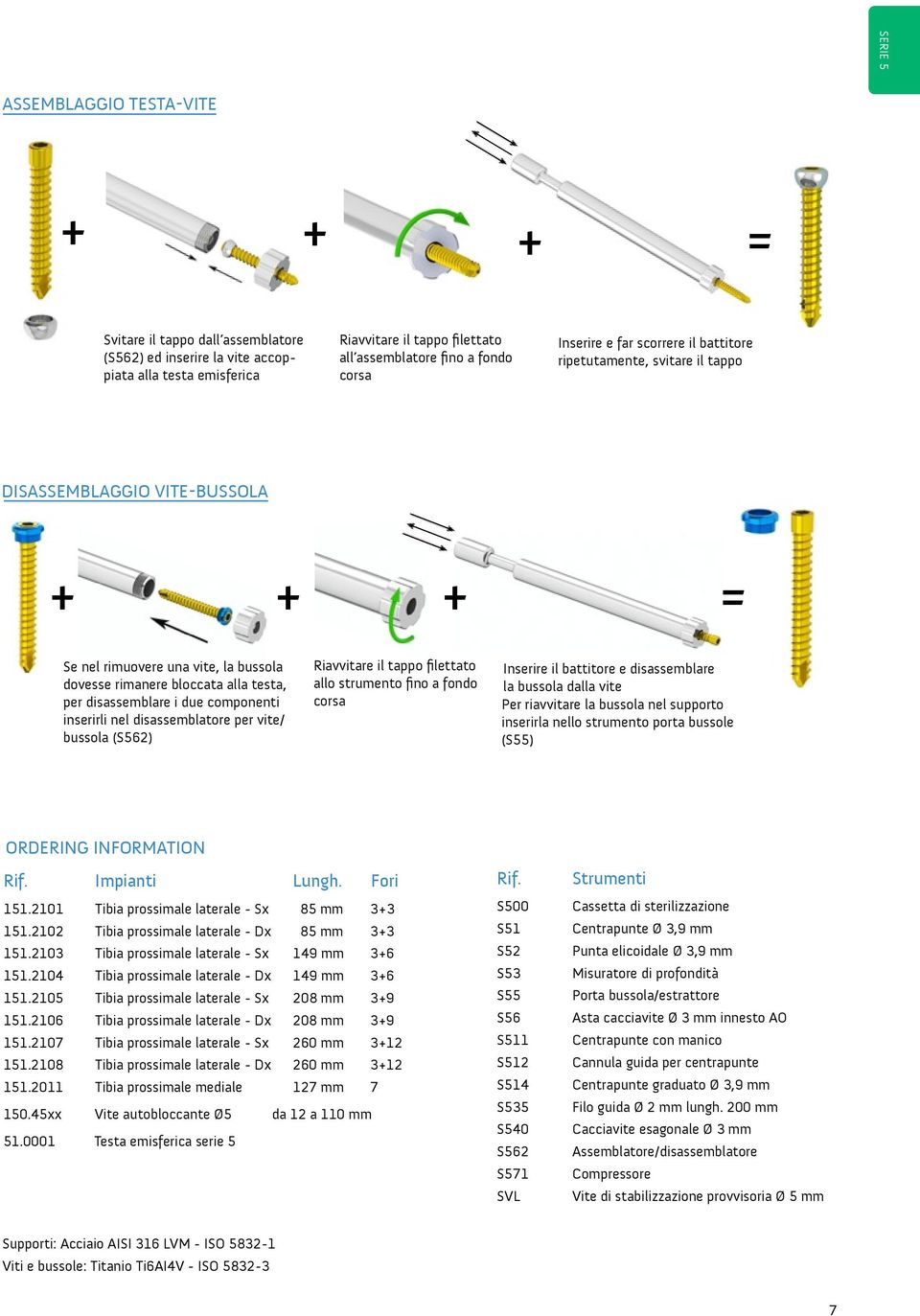 disassemblare i due componenti inserirli nel disassemblatore per vite/ bussola (S562) Riavvitare il tappo filettato allo strumento fino a fondo corsa Inserire il battitore e disassemblare la bussola