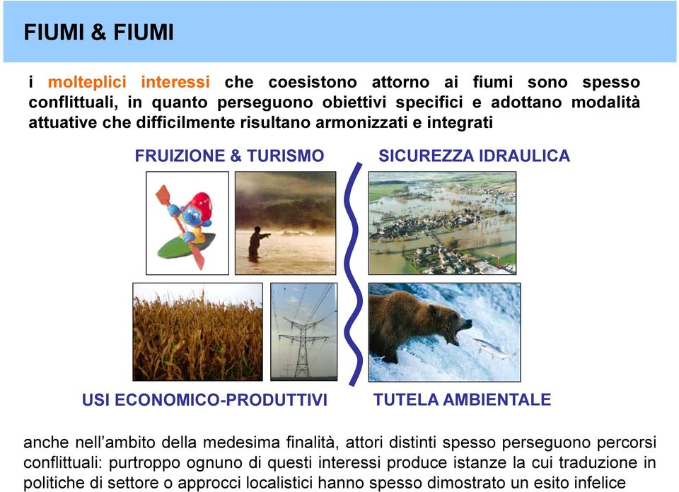 ECONOMICO-PRODUTTIVI TUTELA AMBIENTALE anche nell ambito della medesima finalità, attori distinti spesso perseguono percorsi conflittuali: