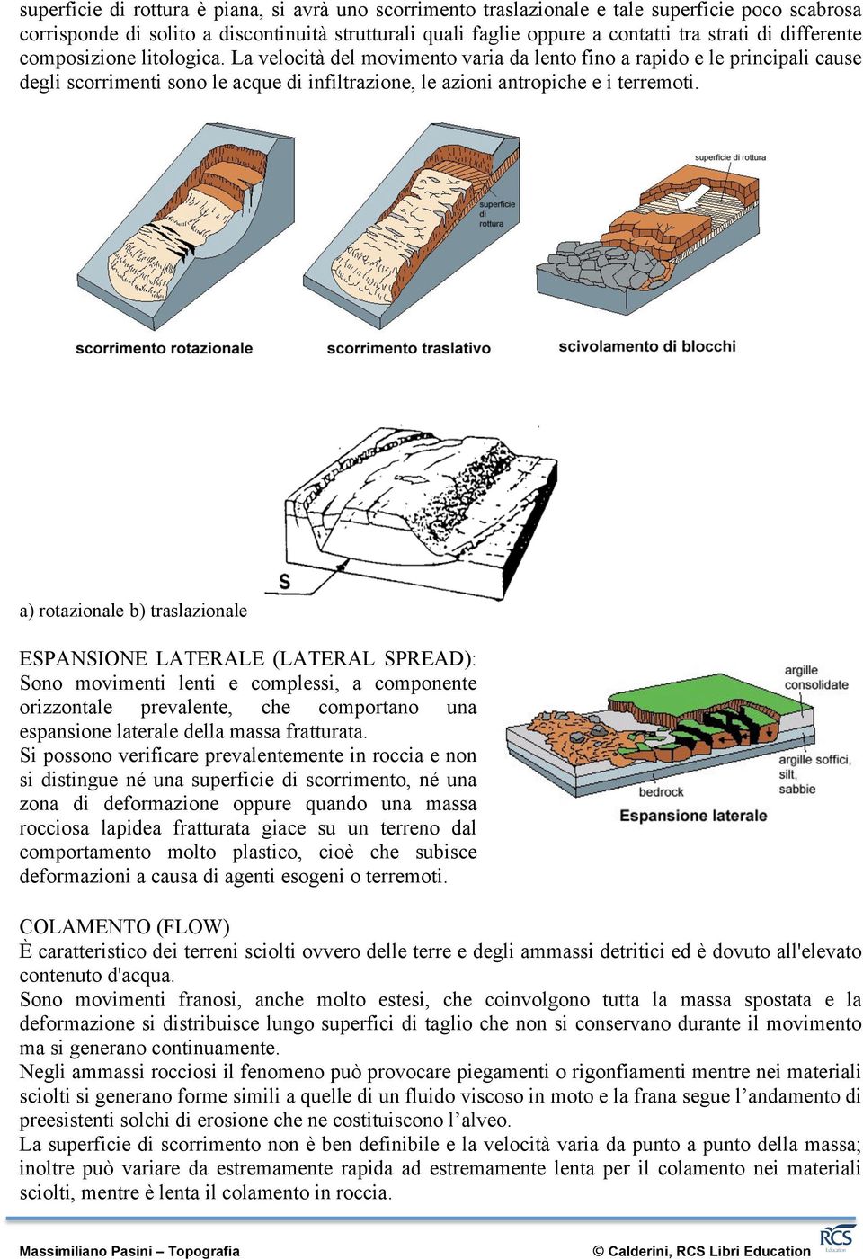 a) rotazionale b) traslazionale ESPANSIONE LATERALE (LATERAL SPREAD): Sono movimenti lenti e complessi, a componente orizzontale prevalente, che comportano una espansione laterale della massa