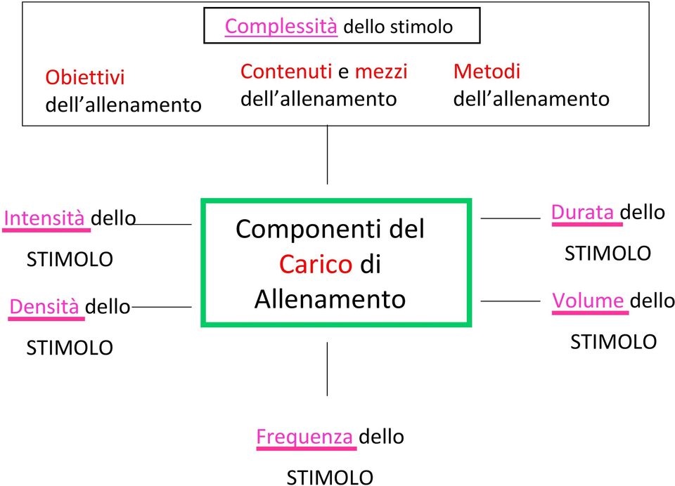 STIMOLO Densità dello STIMOLO Componenti del Carico di