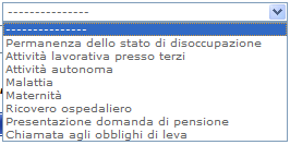 Figura 10 Calendario Di seguito si riporta la lista degli eventi comunicabili: Figura 11 Modello DS56/Bis: lista eventi comunicabili Il richiedente, una volta valorizzate le