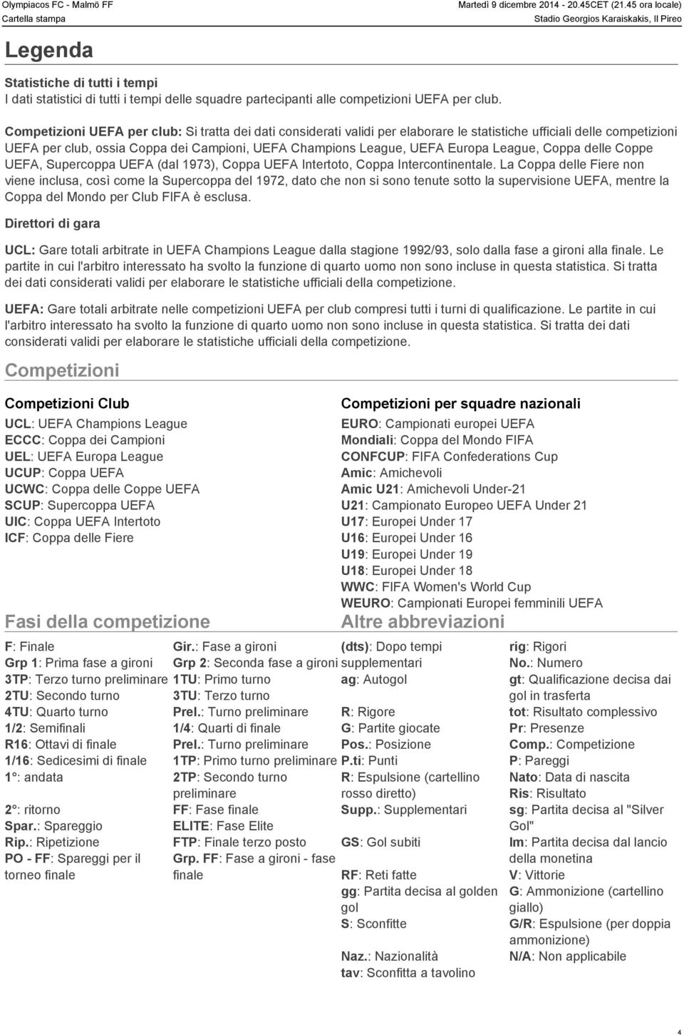 League, Coppa delle Coppe UEFA, Supercoppa UEFA (dal 1973), Coppa UEFA Intertoto, Coppa Intercontinentale.