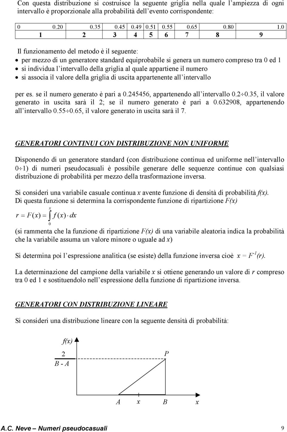 quale appartiene il numero si associa il valore della griglia di uscita appartenente all intervallo per es. se il numero generato è pari a 0.