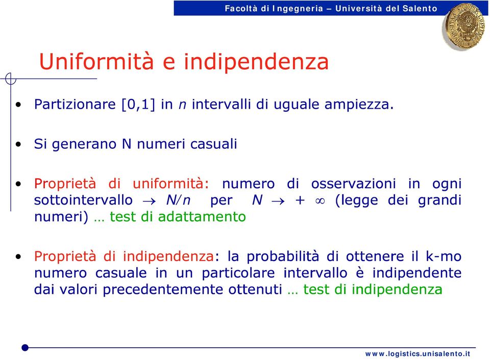 N/n per N + (legge dei grndi numeri test di dttmento Proprietà di indipendenz: l probbilità di