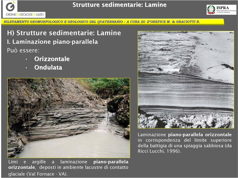 piano-parallela orizzontale, deposti in ambiente lacustre di contatto glaciale (Val Fornace - VA).